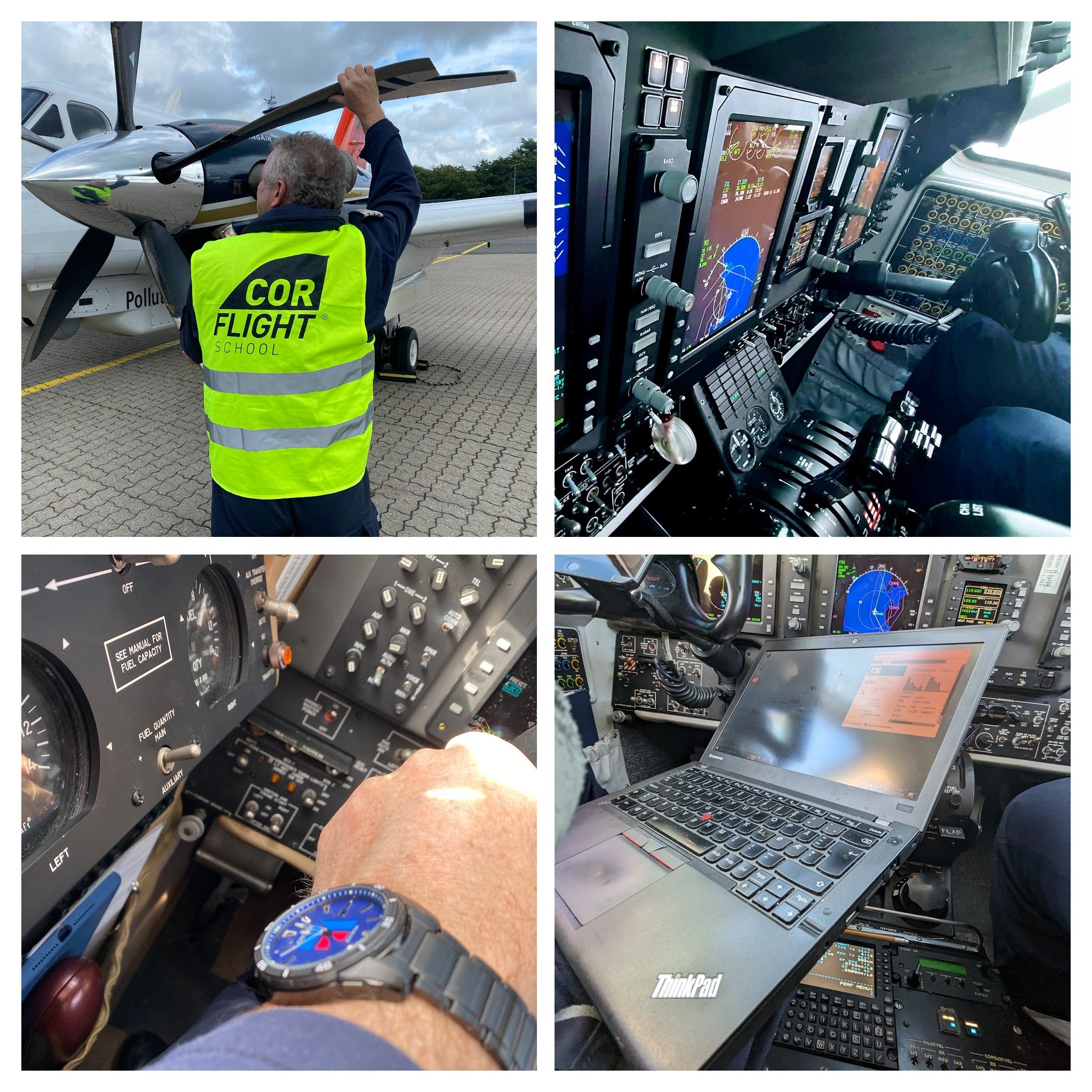 image shows the King Air 200 and cockpit views